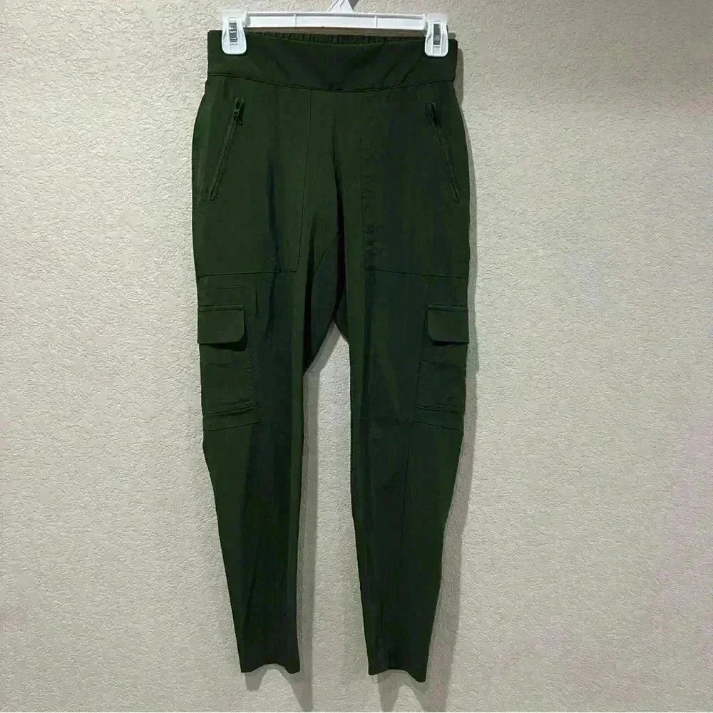 Athleta Chelsea Cargo Pant Jogger Women Size 0 Forest Green 75303 Zipper Pockets